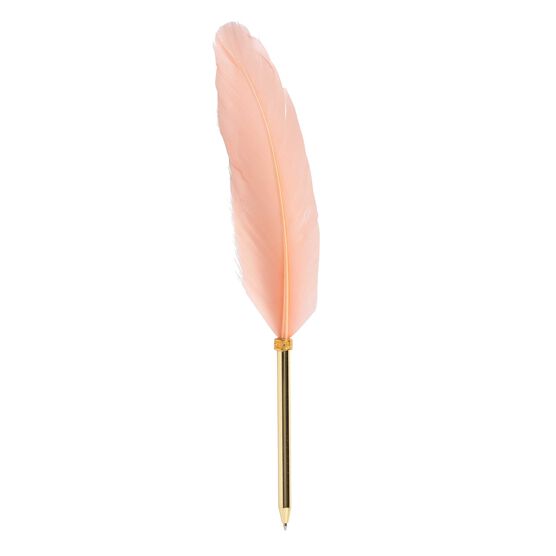 Pink feather gold pen